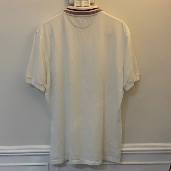 Brunello Cucinelli Cream Polo with Red and Gray Striped Collar XL - Picture 5 of 5